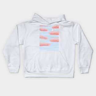 Aesthetic Pink fluffy clouds with stars Kids Hoodie